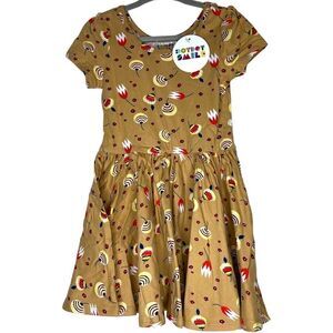 NEW Dot Dot Smile Dandelion Floral Tan Cap Sleeve Dress 2T